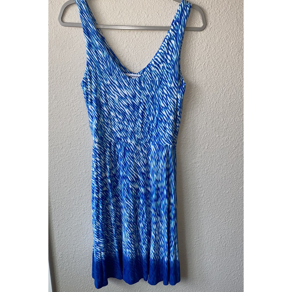 ATHLETA Starfish Reef Print Dress Sleeveless Blue Size XS Stretch Beach Cruise